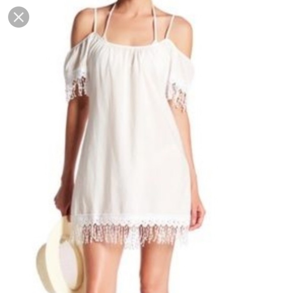 NWT! Laundry by Shelli Segal White Fringe Cover Up